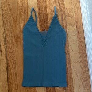 Free People Teal Ribbed Camisole